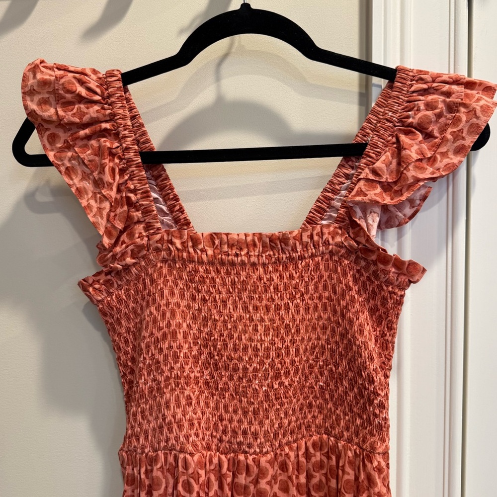 Ruffled Coral Smocked Dress